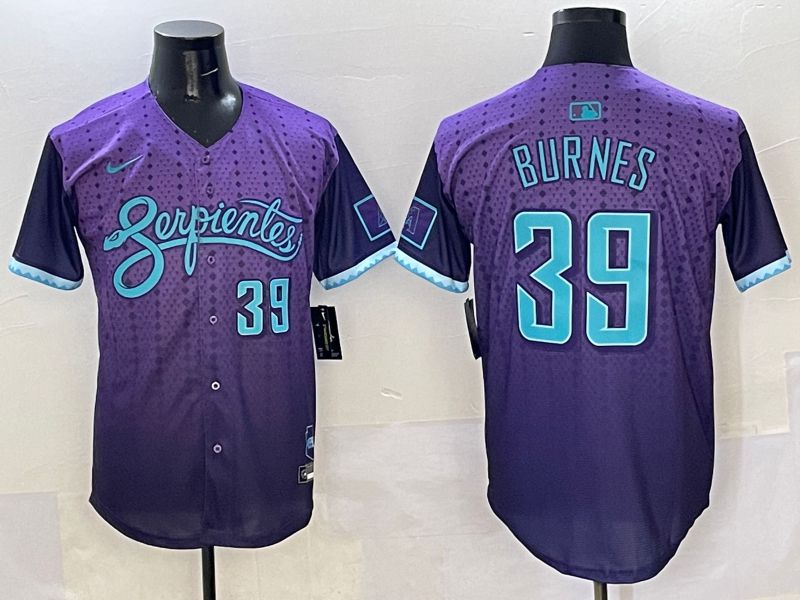 Men Arizona Diamondback 39 Burnes Purple Joint Name 2025 Nike MLB Jersey style 7